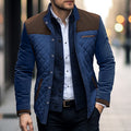 Men's color block quilted jacket in brown