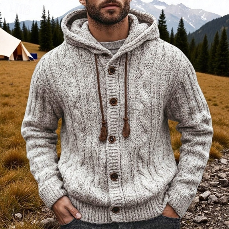 Langston | Cable Knit Hooded Cardigan