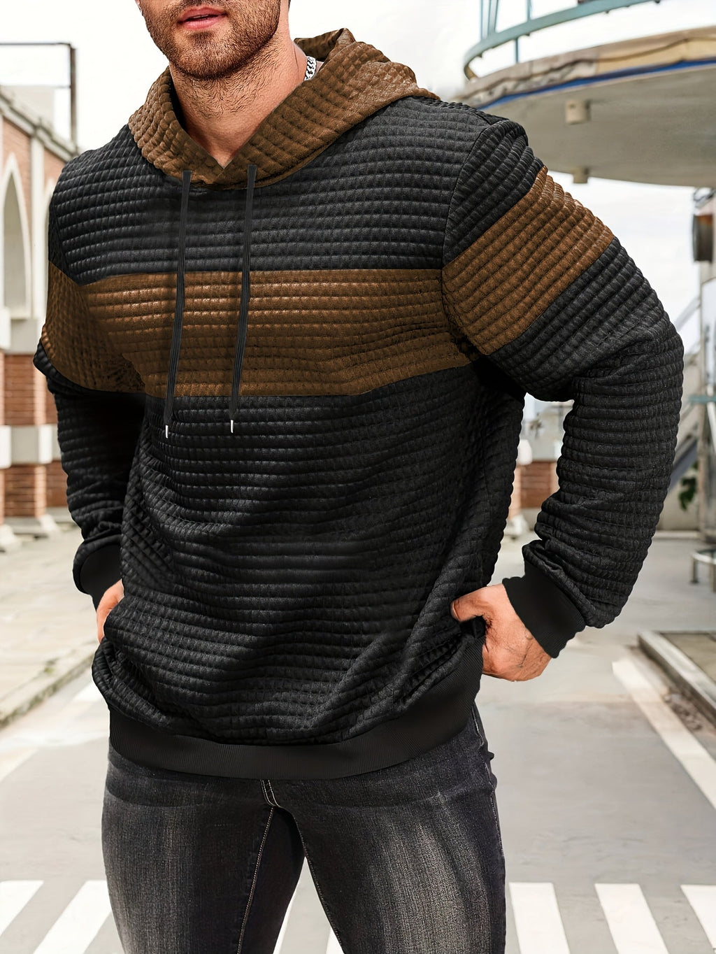 Knox | Color Block Textured Hoodie