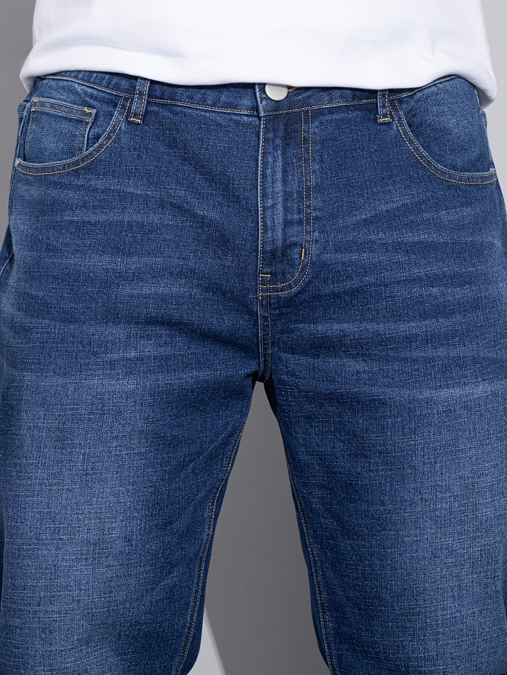 Men's straight-leg stretch denim jeans — additional view