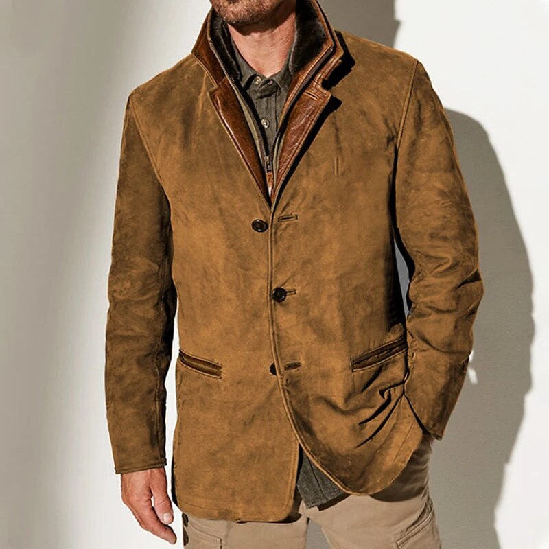 Men's vintage casual blazer jacket in brown — alternate view