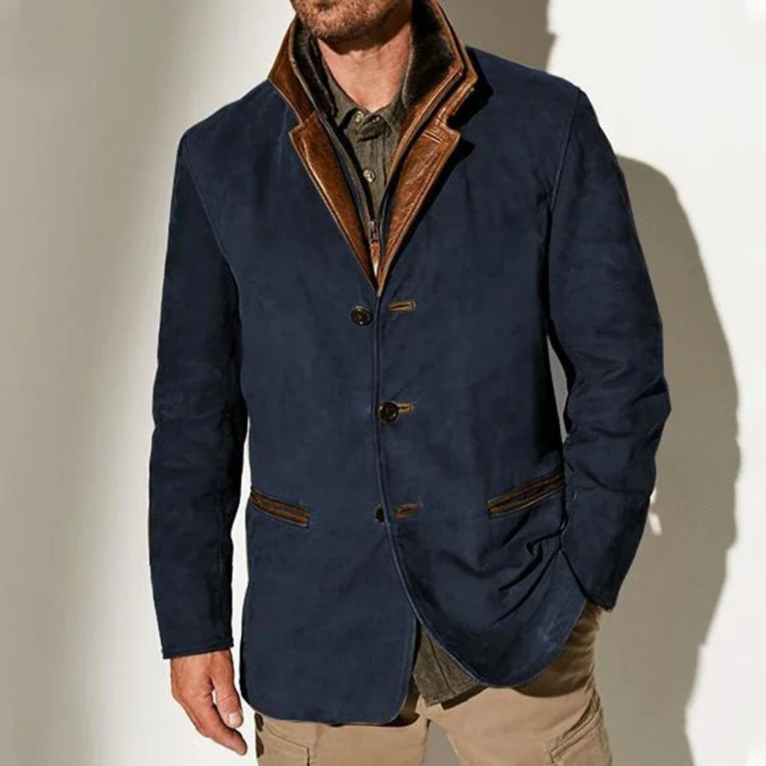 Men's vintage casual blazer jacket in blue — additional view