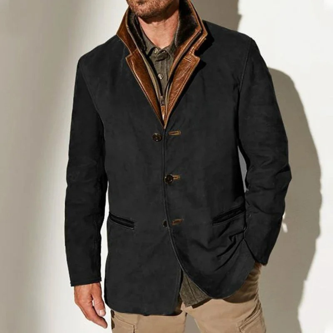 Men's vintage casual blazer jacket in black — additional view