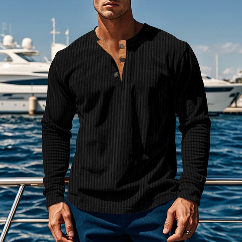 Men's ribbed long sleeve shirt — additional view
