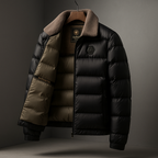 Men's insulated hooded down jacket in black — alternate view
