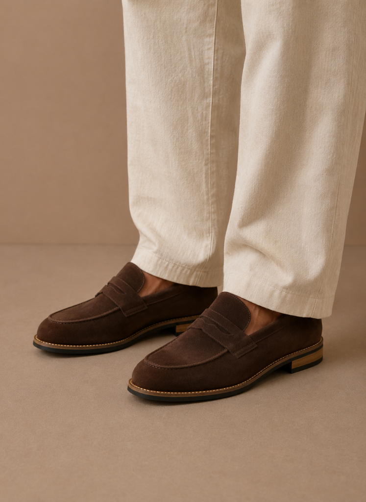 Men's suede penny dress loafers — alternate view