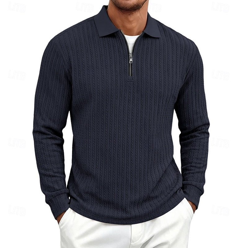 Vernon | Quarter-Zip Textured Polo Shirt