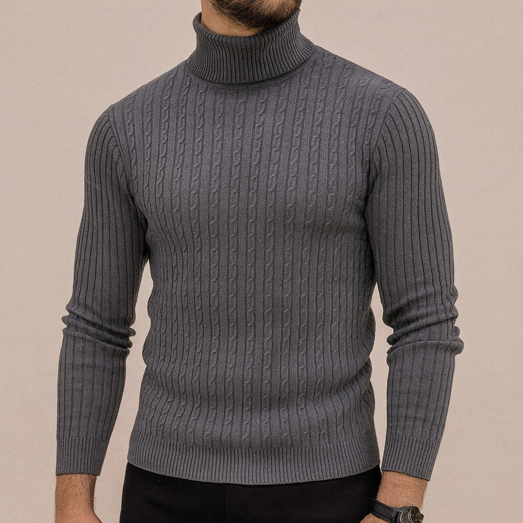 Men's slim-fit turtleneck sweater in darkgrey
