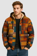 Men's fleece-lined hooded puffer gilet in orange
