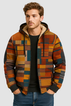 Men's fleece-lined hooded puffer gilet in orange