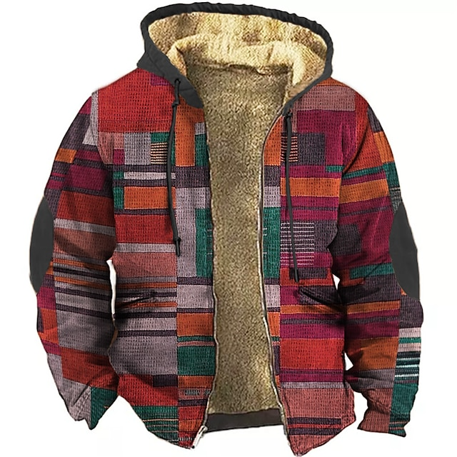 Men's fleece-lined hooded puffer gilet in red — additional view