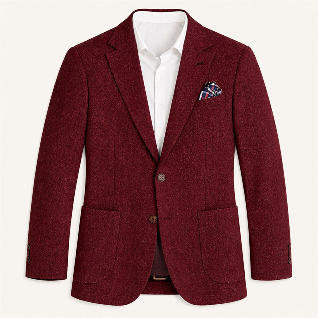 Men's single-breasted herringbone blazer — additional view