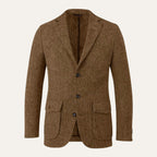 Men's single-breasted herringbone blazer in dark brown