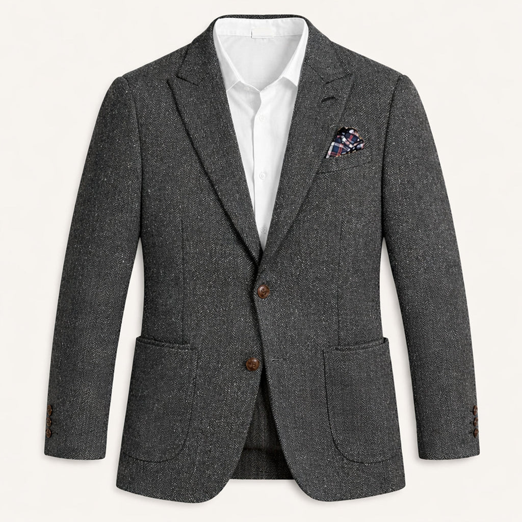 Men's single-breasted herringbone blazer — additional view