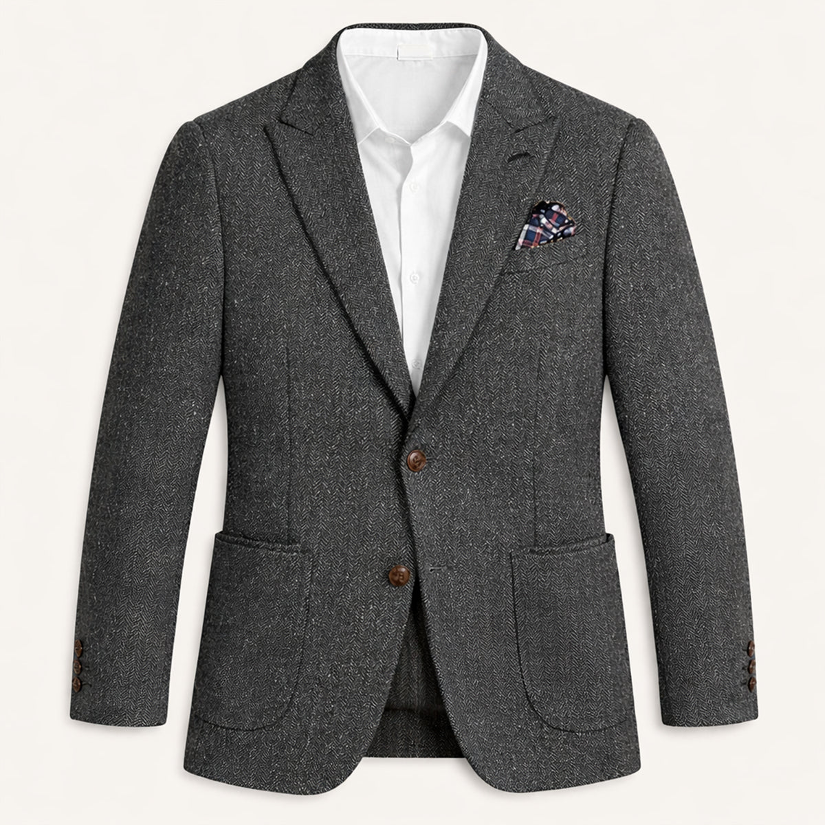 Men's single-breasted herringbone blazer — additional view