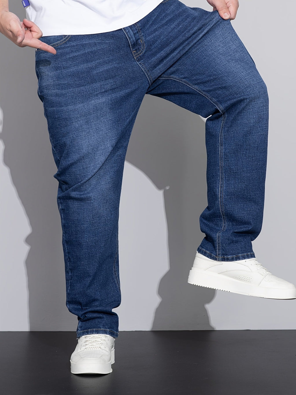 Men's straight-leg stretch denim jeans — additional view