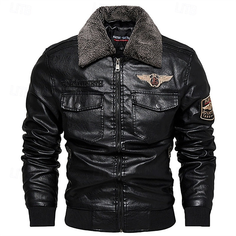 Men's aviator bomber jacket in black — additional view