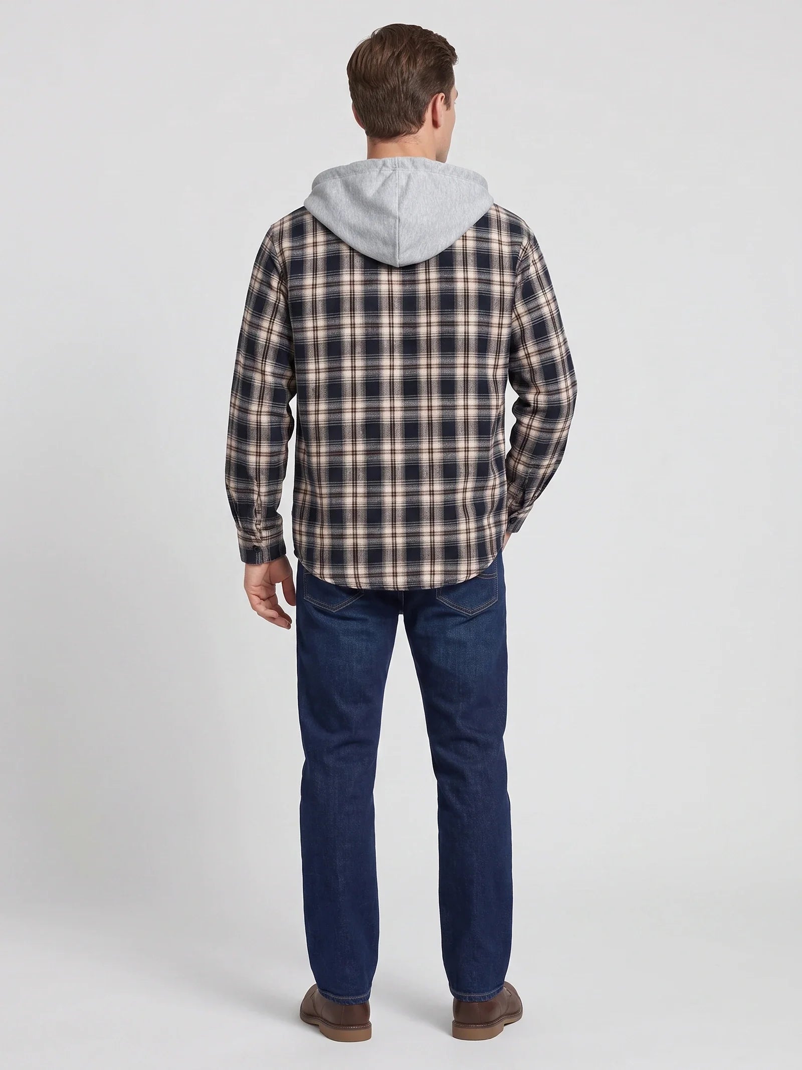 Men's hooded plaid flannel jacket — additional view