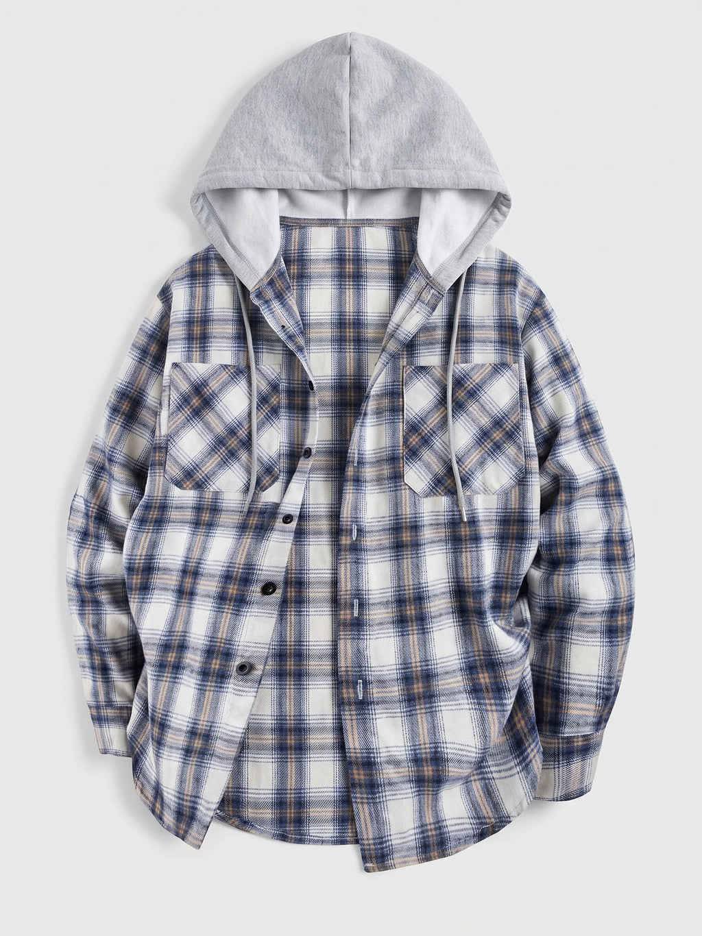 Men's hooded plaid flannel jacket — alternate view