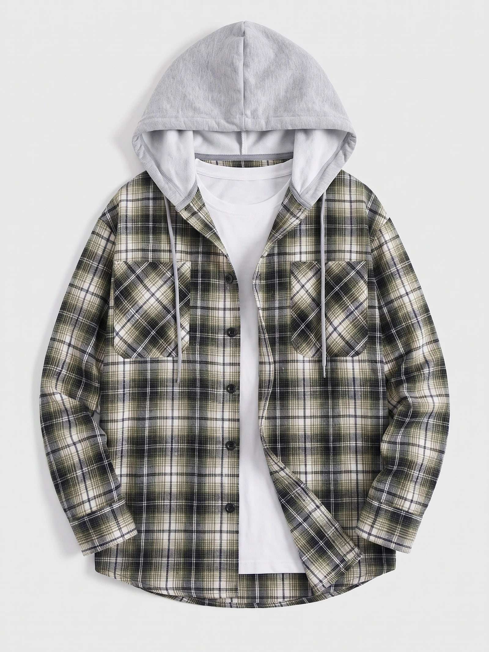 Men's hooded plaid flannel jacket — additional view