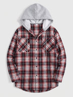 Men's hooded plaid flannel jacket — additional view
