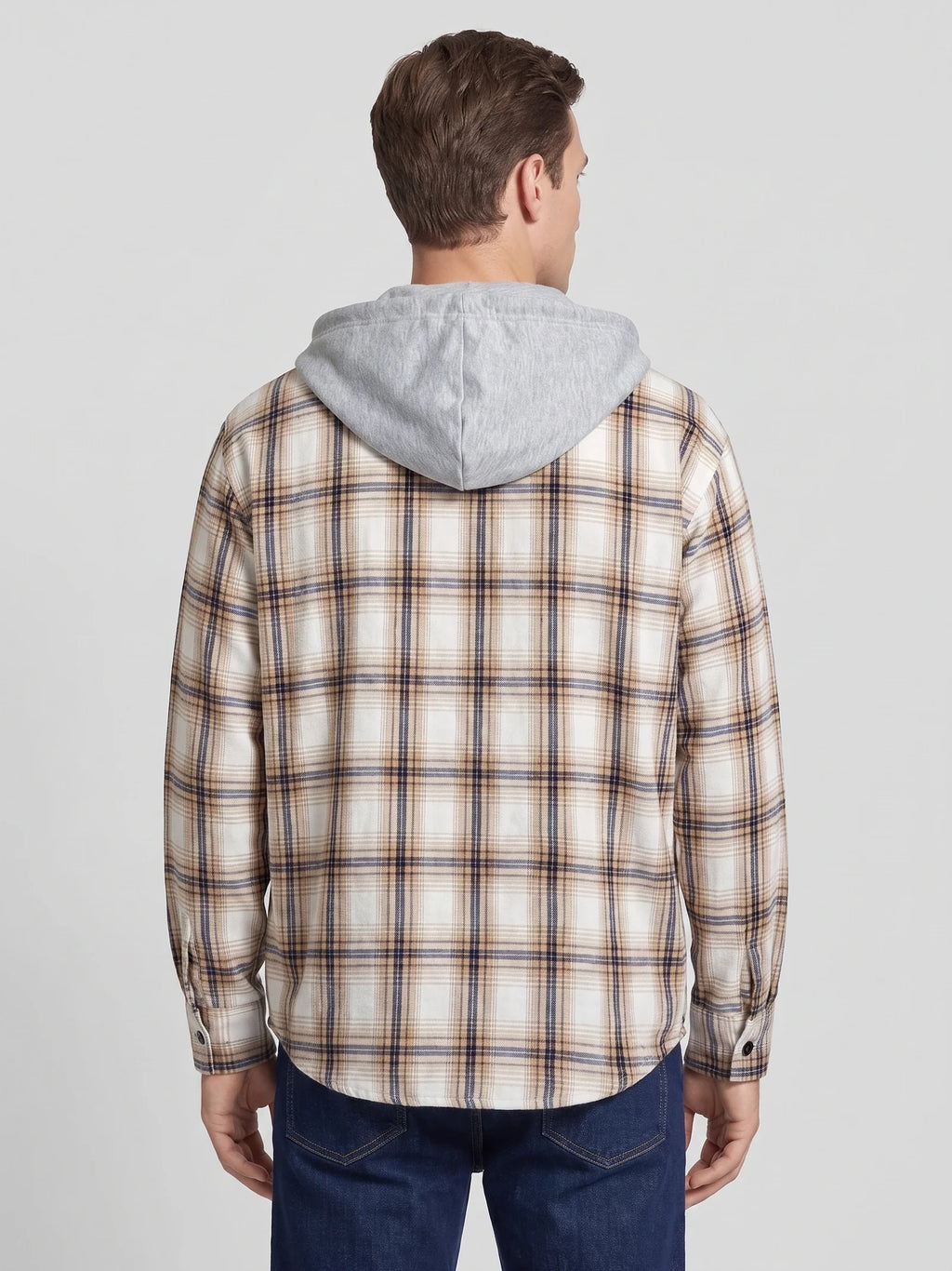 Men's hooded plaid flannel jacket — additional view