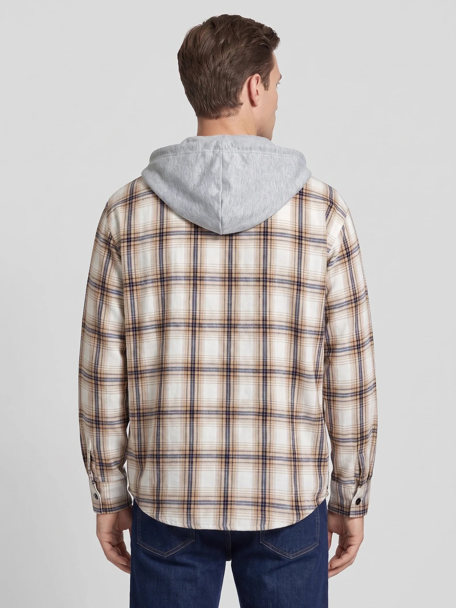 Men's hooded plaid flannel jacket — additional view
