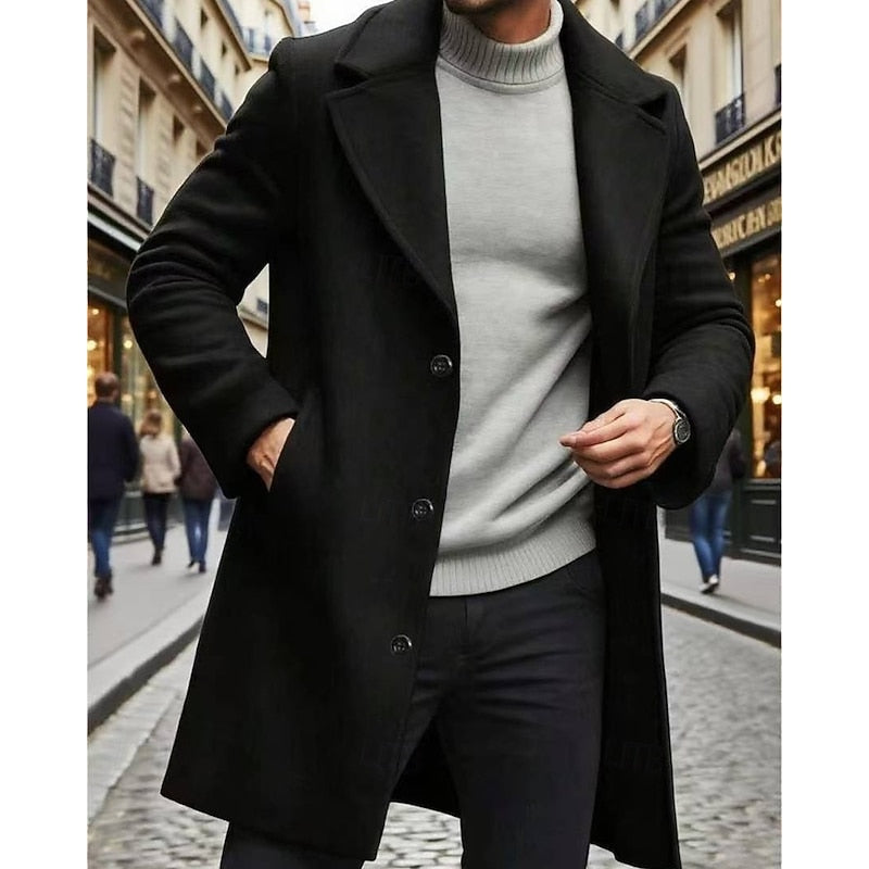 Men's classic long overcoat — alternate view