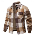 Men's rugged plaid flannel shirt jacket