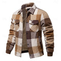 Men's rugged plaid flannel shirt jacket in khaki — additional view