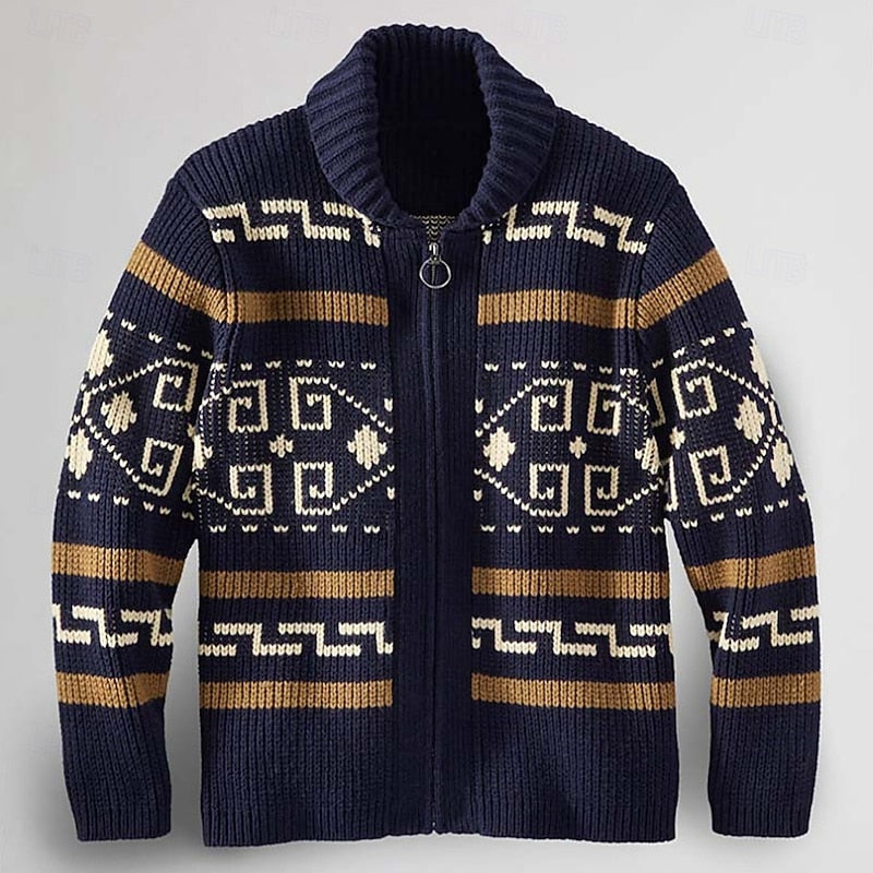 Mercer | Patterned Full-Zip Cardigan
