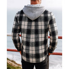 Men's checked hooded shacket — alternate view