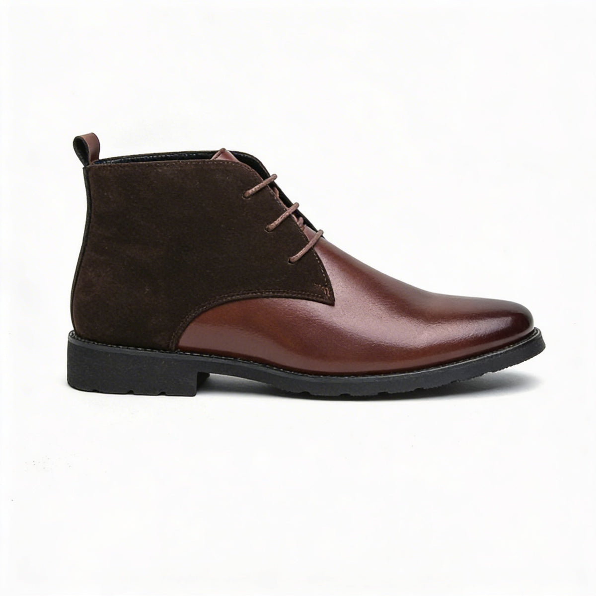 Men's polished leather dress boots in brown — alternate view