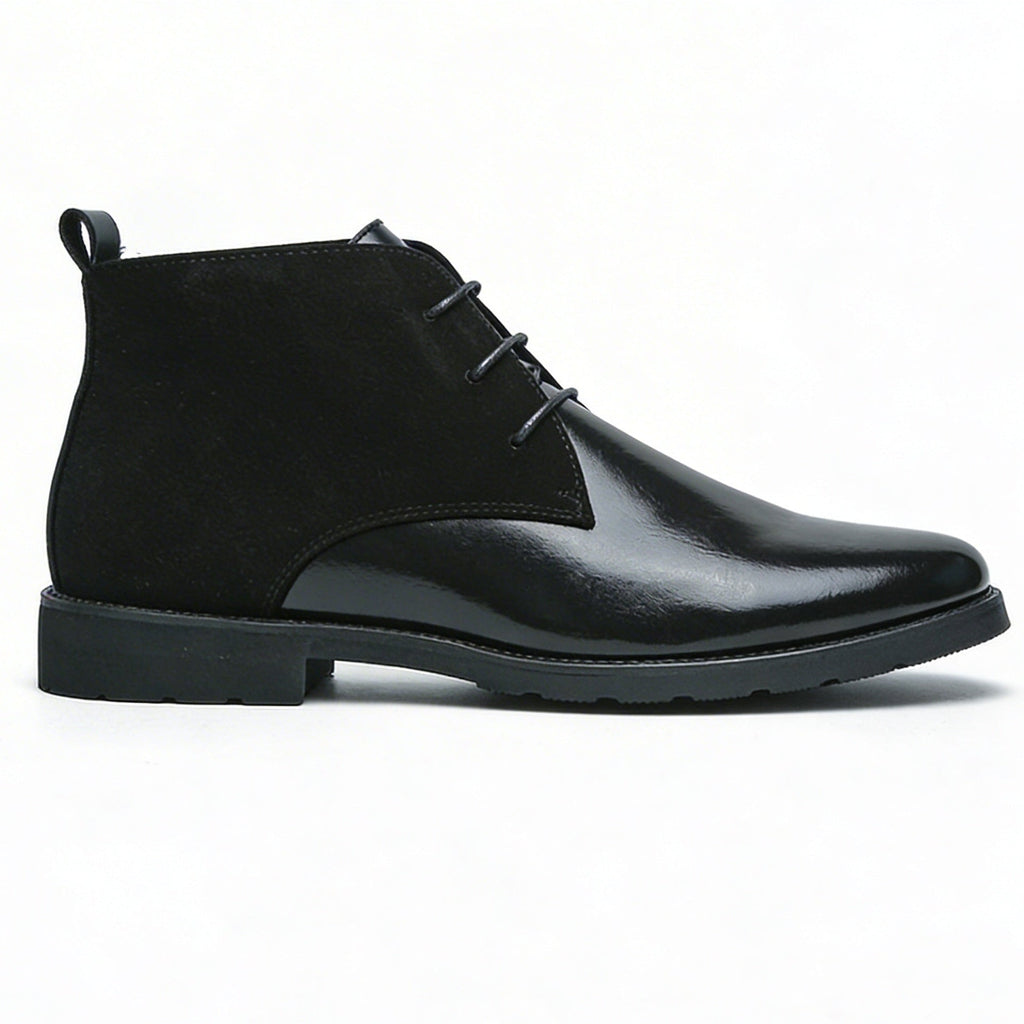 Men's polished leather dress boots in black