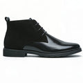 Men's polished leather dress boots in black