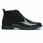 Men's polished leather dress boots in black