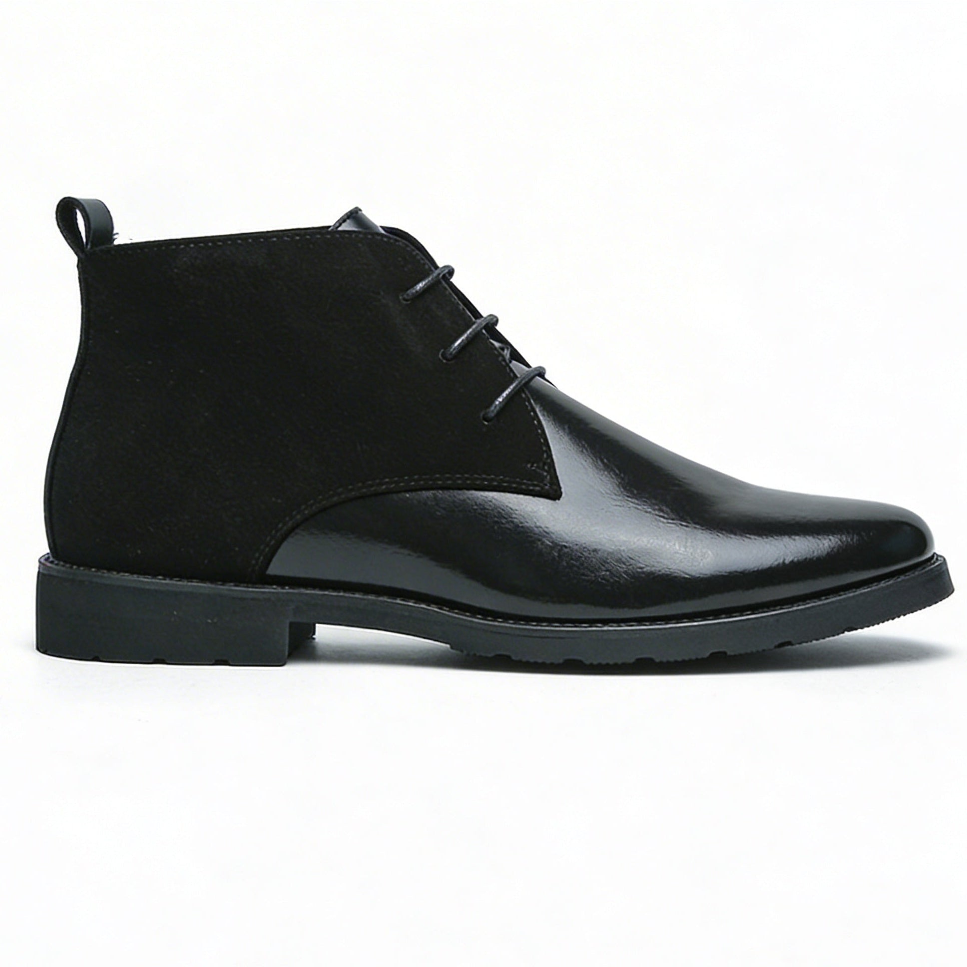 Men's polished leather dress boots in black