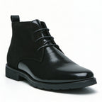 Men's polished leather dress boots — detail view