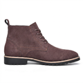 Men's stitched leather ankle boots in dark brown