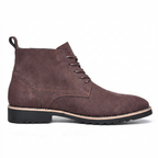 Men's stitched leather ankle boots in dark brown