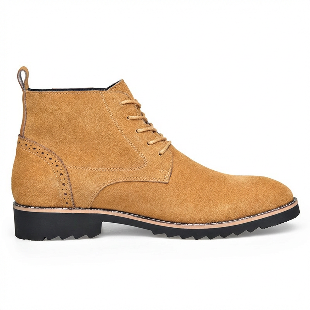 Men's stitched leather ankle boots in tan — alternate view