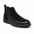 Men's textured leather chelsea boots in black — alternate view