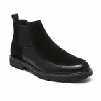 Men's textured leather chelsea boots in black — alternate view