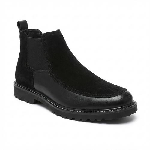 Men's textured leather chelsea boots in black — alternate view