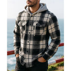 Men's checked hooded shacket