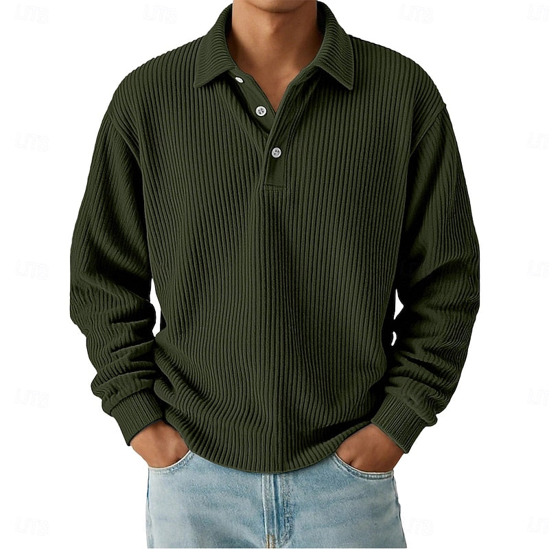 Maddox | Long Sleeve Textured Polo Shirt