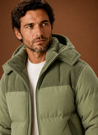 Men's corduroy collar hooded puffer jacket — additional view