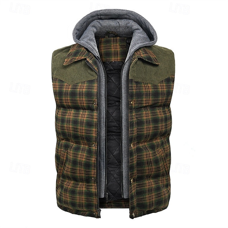 Men's quilted hooded gilet in green — additional view