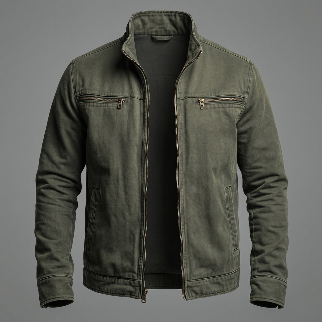 Men's washed cotton vintage zip jacket — alternate view