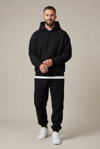 Men's two-piece oversized hoodie set in black